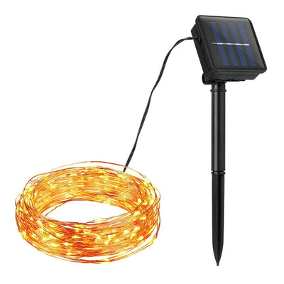 

100 Pcs Single Solar LED Copper String Light Eight Function Christmas Garden Lawn Light Party Indoor Outdoor Home Decorations
