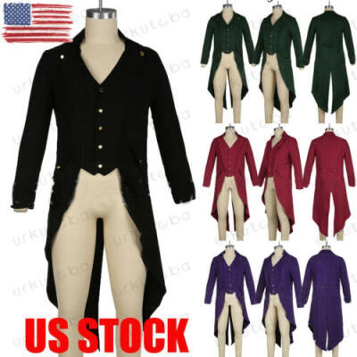 

US Retro Mens Swallow-tailed Crop Coat Tuxedo Banquet Stage Tail Coat Overcoat