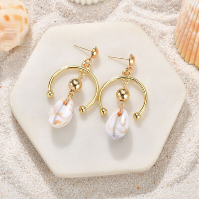 

Bohemian Earrings Gold Fashion Pearl Shell Earrings For Women Drop Conch Earrings Boho Jewelry