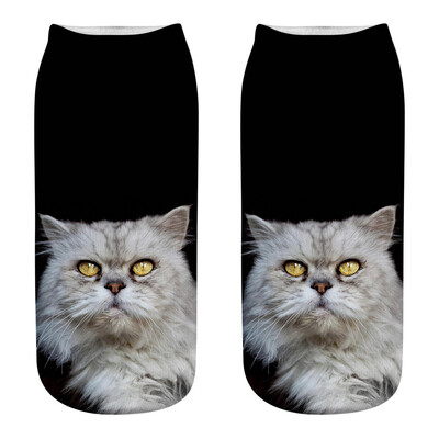 

1Pair Women Low Cut Ankle Socks Funny Socks Cat Cartoon 3D Printing Socks Cotton Hosiery Printed Socks