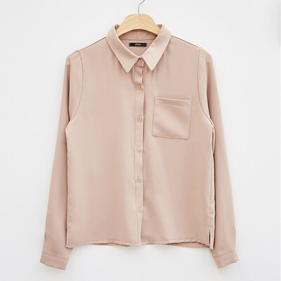 

Blouses Long Sleeve Turn-Down Collar Solid Ladies Chiffon Blouse Tops Sweet Style Women Shirts