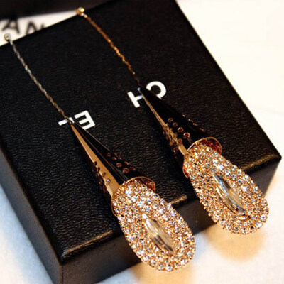 

Fashion Gorgeous Water Drop Earrings For Women Crystal long Earrings Gold Color Jewelry