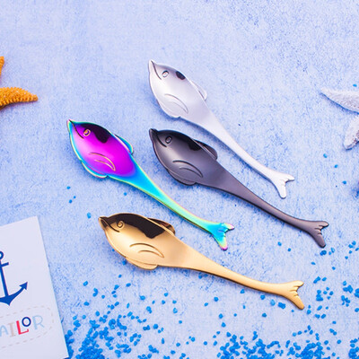

Pack Of 1 Novelty Stainless Steel Engraved Cartoon Dolphin Shape Spoon For Coffee Tea Sugar Dessert Mixing Stirring