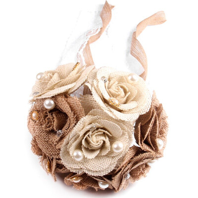 

Wedding Bouquet Burlap Lace Pearl Bride Bouquet Rose Flowers Pearls Bride Bridal Lace Accents Wedding Bouquets with Ribbon