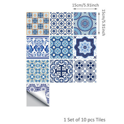 

10PcsSet Thickened PVC Tile Stickers Square Removable Waterproof Self-Adhesive Wall Decor Murals for Bathroom Kitchen Bedroom