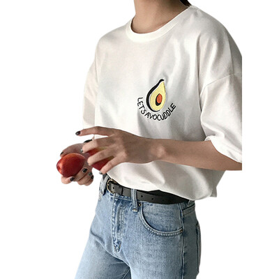 

Spring Summer Women Solid Cute Avocado T-Shirt Fashion Tops Ladies Tee Shirts Casual Short Sleeve Top