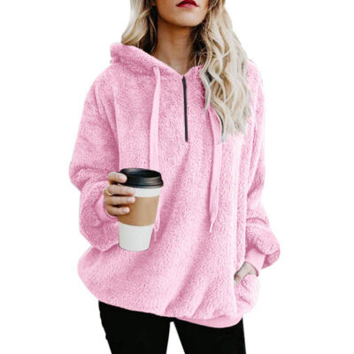 

1 Pcs Women Plus Size Warm Autumn Winter Coats Drawstring Hooded Solid Color Long Sleeve Coat