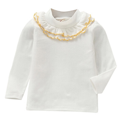 

Spring Girls Pullover Flower collar Kids Clothes Print Outfits T-shirt Beautiful Long Sleeve Children Clothing Fashion