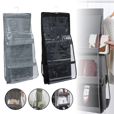 

6 Pocket Hanging Handbag Organizer for Wardrobe Closet Transparent Storage Bag Door Wall Clear Sundry Shoe Bag Storage