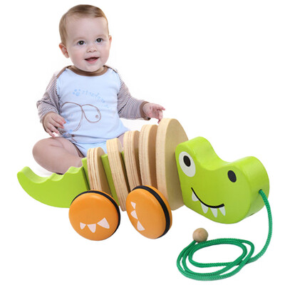 

YIWULAWooden Pull Toys For 1 Year Old Alligator Push Toy For Toddler Toys