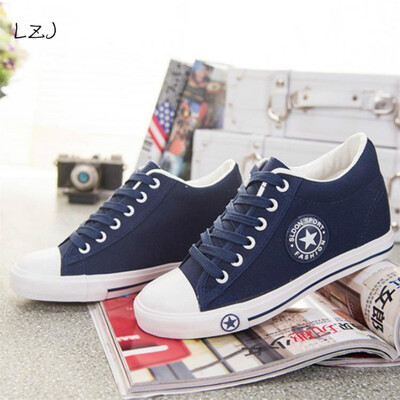 

Summer Sneakers Wedges Canvas Shoes Women Casual Shoes Female Cute White Basket Stars Zapatos Mujer Trainers 5 cm Height tenis