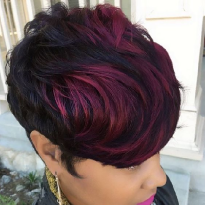 

Gobestart Black Women Natural Party Cosplay Red Short Wave Sexy Curly Wavy Synthetic Wigs