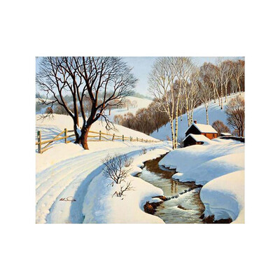 

Lovely Winter Scene DIY Cross-stitch Printed 5D Cartoon Style Rhinestone Painting without A Frame 30x25CM