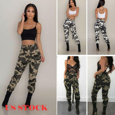 

US Women Camo Cargo Trousers Casual Pants Military Army Combat Jeans Cool Pants