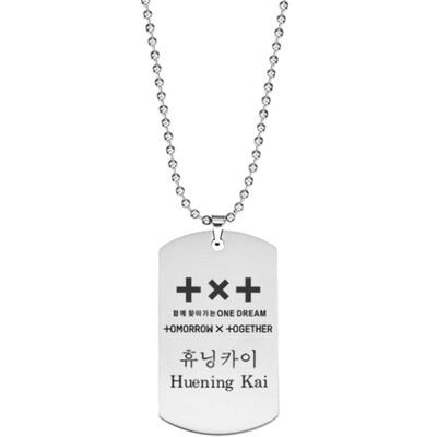 

Lettering Summer Necklace Tag Chain Korean Mens Idol Team TXT Combination Stainless Steel TOMORROW X TOGETHER