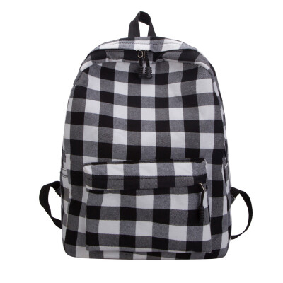 

Women Plaid Large Capacity Travel Backpack Student Outdoor Canvas Zipper Contrast Color Backpack Travel Bags