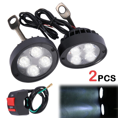 

2pcs Motorcycle Headlight Spot Fog Lights Head Lamp 4 LED Front 12V Driving