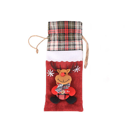 

Christmas Red Wine Bottle Cover Bags Dinner Table Home Party Decoration Suitable