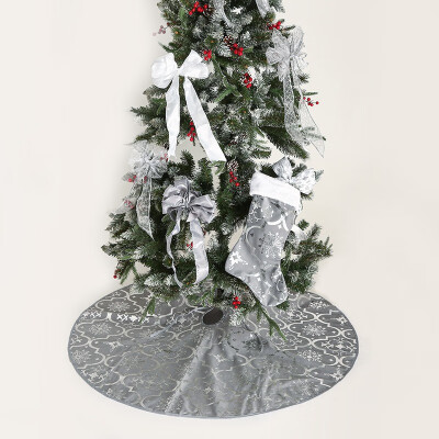 

120cm Christmas Tree Skirt With Christmas Stocking Snowy White Xmas Tree Aprons Christmas Decorations for Home New Year Carpet