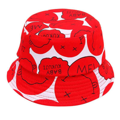 

Autumn Baby Boys Girls Toddler Cartoon Letter Printed Bucket Hats Caps Reversible Sun Headwear