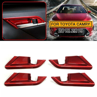 

4pcsSet Car Interior Door Handle Bowl Lid Sticker Decor For Toyota Camry 18-19