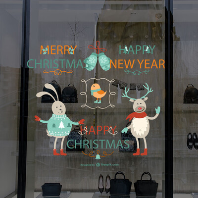 

Tailored Christmas Shop Window Decoration Wall Stickers Christmas Elk Window Decor