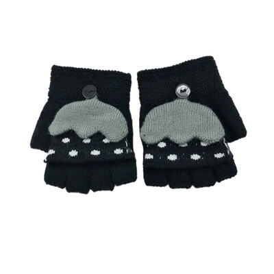 

New Winter Children Fashion Cute Gloves Semi Finger Flip Baby Gloves Winter Children Warm Colorful Gloves