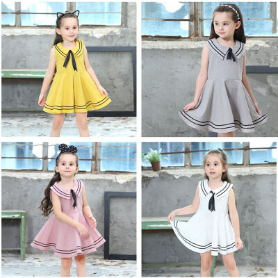 

Summer Casual Baby Girls Striped Print Sleeveless Dress Cotton Kids Toddler Sundress baby sleeveless dresses 2-4t