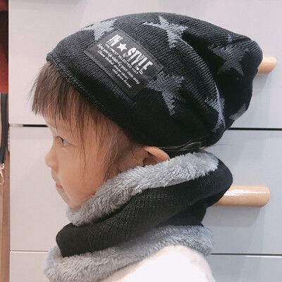 

Children Baby Boys Girls Winter Warmer Scarf Star Print Hat Infant Collar Scarves Neckerchief Head Wear Set
