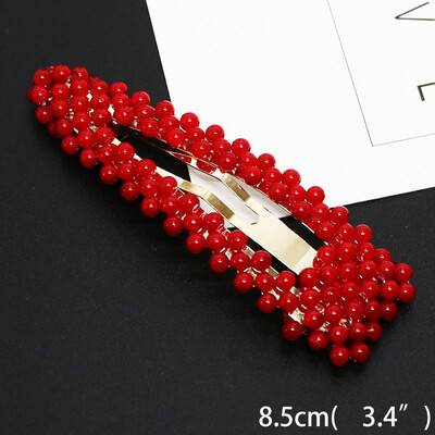 

Red Artificial Pearl Hair Clip Bb Barrettes Hair Clips Pins Hair Accessories Gift For Women Girls