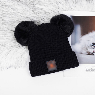 

Winter Newborn Cute Warm Kids Girls Boys Baby Hats Knitted Wool Hemming Caps With Ball Accessories Patchwork Baby Hat