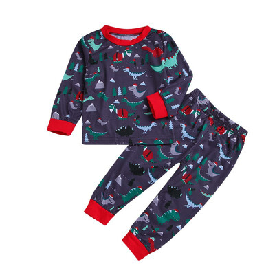 

Spring Boy Pajama Set Cartoon Dinosaur T-shirt Cotton Pants Comfort Pajamas Boy Clothes Set Children Clothing Pajama Set