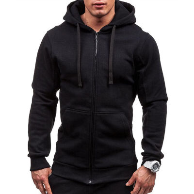 

Casual Pocket Hoodies Men 2018 New Long Sleeve Solid Color Cardigan Hooded Sweatshirt Mens Hoodie Fitness Sweat Coat