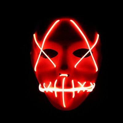 

Halloween Luminous Full Face Covered Mask Glowing Voice Control Cosplay Party Mask