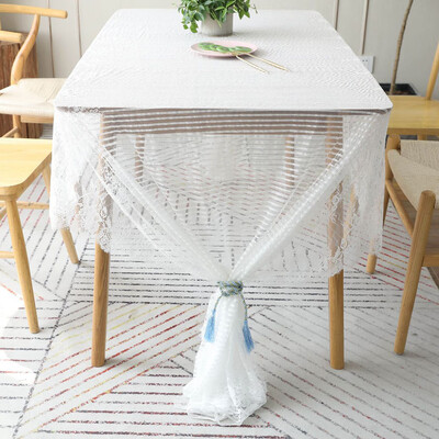 

White Lace Table Cloth Translucent Room Home Hotel Coffee Table Cover Rectangular Tablecloth