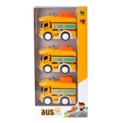 

3 Pcs Cartoon Inertia School Bus Fun Bus Inertia Car Childrens Educational Toys Pull Back Car Toys