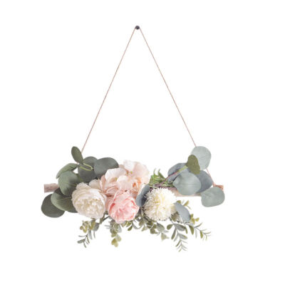 

home decor Dry Branch Wall Hanging Pastoral Peony Wreath Wood Blue Spell 5 Hydrangea Powder Wedding Scene Villa Decoration n