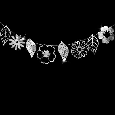 

8pcs Golden Silver Home Wall Stickers Openwork Flowers Leaves Birthday Banner Wedding Flower String Decoration 1