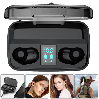 

Black-Dual Pass In-Ear Bilateral Bluetooth Headset LED Battery Level Display