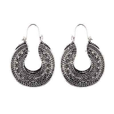 

New Retro Antique Silver Color Flower Earrings Hollow Vintage Drop Earrings For Women Party Gift