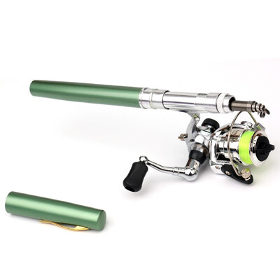 

Portable Pocket Mini Fishing Rod Telescopic Fishing Pole Pen Shape Folded Fishing Rod With Metal Spinning Reel Wheel