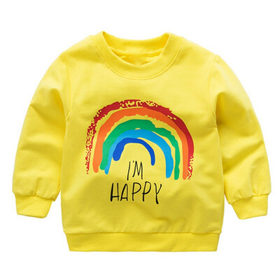 

2018 autumn new long sleeve Sweatshirt baby boys&girls cute rainbow print casual Sweatshirt