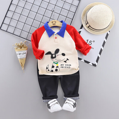 

Spring Autumn Casual Baby Long Sleeve Cartoon Printing Top And Trousers Kids Two-piece Outfit Set