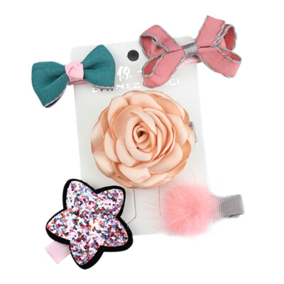 

5Pcs Girls Princess Barrettes Hair Accessories Kid Hair Clips Cute Cartoon Bow Design Children Hairpins