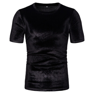 

Autumn Men Women Unisex Velvet Short Sleeve T-Shirt Round Neck Tops Tee Shirts