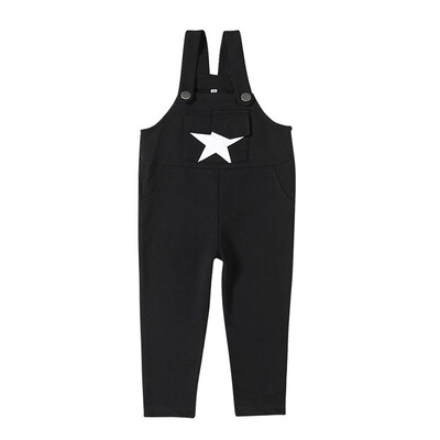 

2019 baby boy girl baby bibs pants in summer solid color black star suspenders cotton soft bib pants for 1-4T
