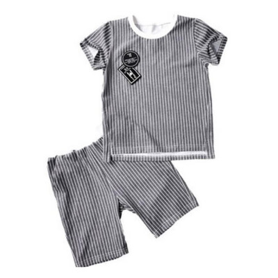 

Summer Baby Boys Casual Short Sleeve Stripe Print T-shirt TopsShorts Costume Set