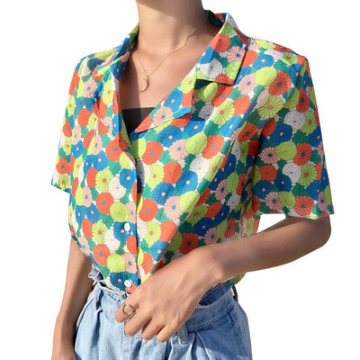 

Hawaii Girlfriends Shirt fruit Floral New Summer Women Casual Blouses Short Sleeve Shirts printing blusas clothes for Women