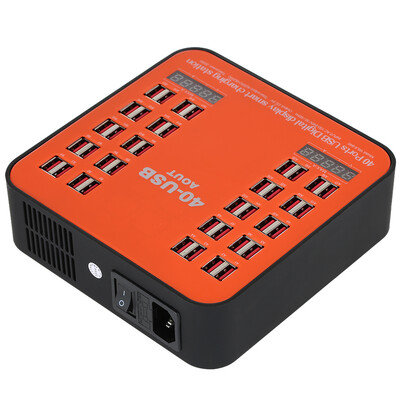 

200W 40-Port USB Wall Charger Dual Digital Display Smart Charging Station with Foldable Plug for iPhone 7S6S5S4S for iPad PDA