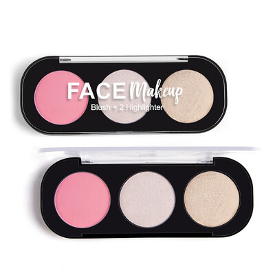 

3-color Long-lasting Waterproof Face Powder Blush Powder Makeup Palette Highlighter Bronzer